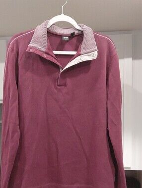 BOSS Men's Long Sleeve Burgundy Polo Sweater with Contrast Knit Collar